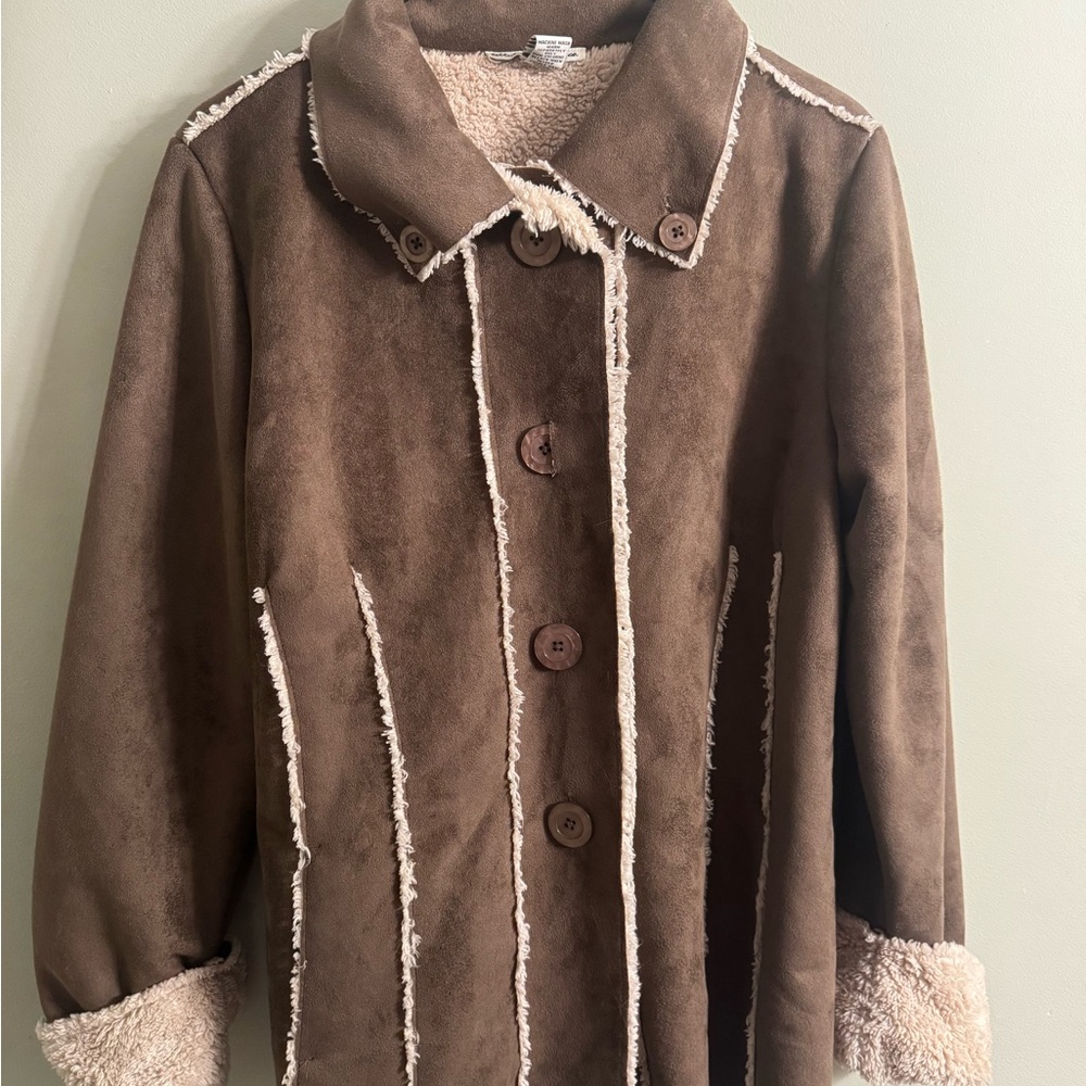 Brown Shearling-Lined Women's Coat
